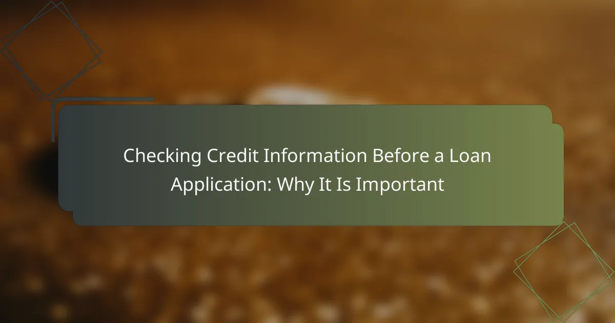 Checking Credit Information Before a Loan Application: Why It Is Important