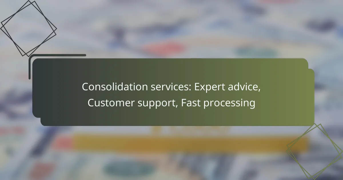 Consolidation services: Expert advice, Customer support, Fast processing