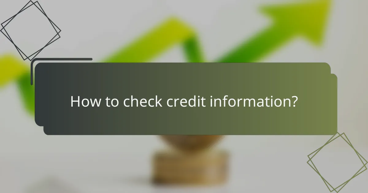 How to check credit information?