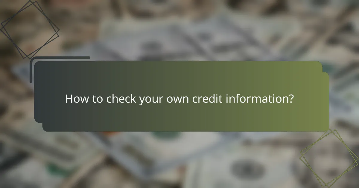 How to check your own credit information?