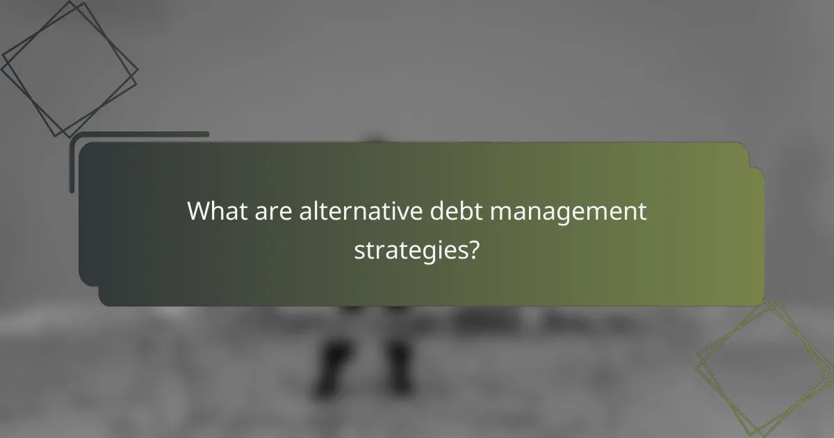 What are alternative debt management strategies?