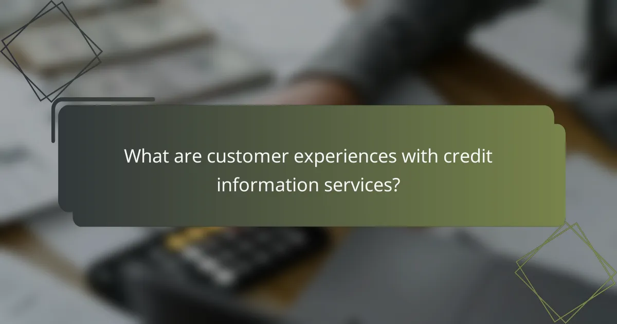What are customer experiences with credit information services?